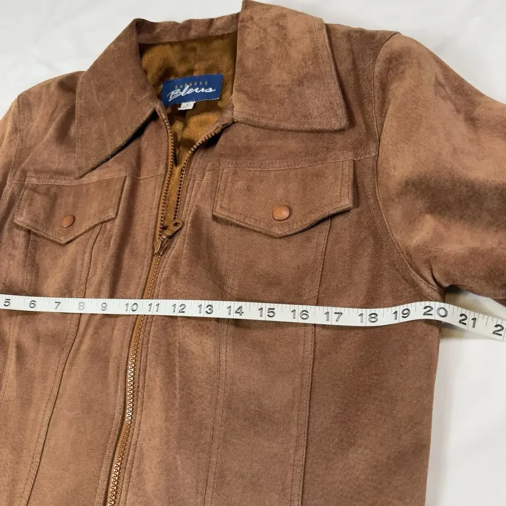 Express Bleus Vintage 90's Mauve Brown Suede Trucker's Jacket